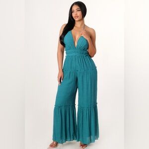 Teal Halter Jumpsuit